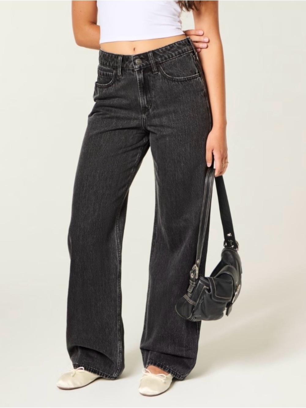 Hollister Black High-Rise Wide Leg Jeans